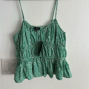 Lulu's Green and White Patterned Camisole